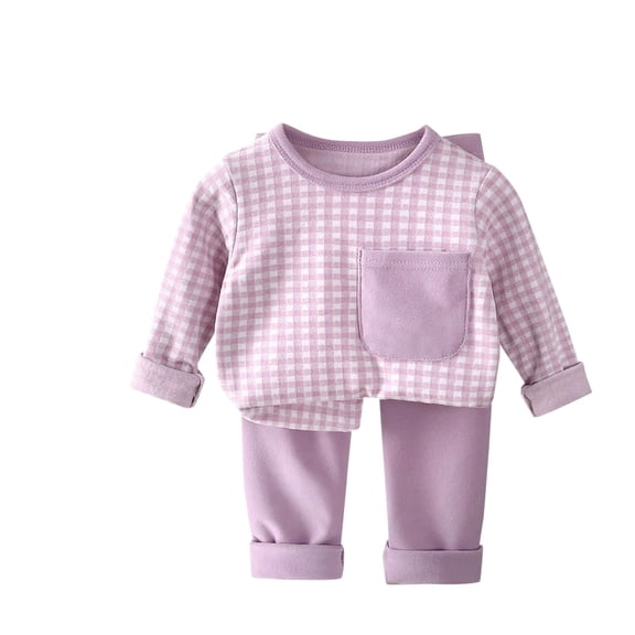 vdgthytj Toddler Boy Girl Thermal Pajama Sets Soft Warm Plaid Long Sleeve Top and Pants 2 Piece Sets Sleepwear Pjs