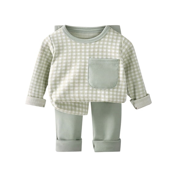 vdgthytj Toddler Boy Girl Thermal Pajama Sets Soft Warm Plaid Long Sleeve Top and Pants 2 Piece Sets Sleepwear Pjs