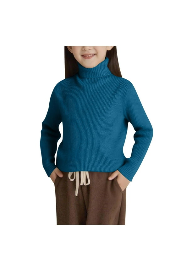 Toddler Boy Girl Turtleneck Sweater Kids Casual Long Sleeve Ribbed Knit Pullover Tops Fall Winter Clothes