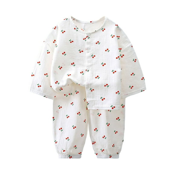 vdgthytj Toddler Boy Girls Pajamas Casual Printed 3/4 Sleeve Button down Tshirts and Shorts Sets Summer Clothes Sleepwear