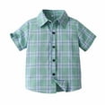thumbnail image 1 of vdgthytj Toddler Boy's Button down Shirts Kids Plaid Collared Short Sleeve Beach Summer Shirt Tops 3-9 Years, 1 of 9