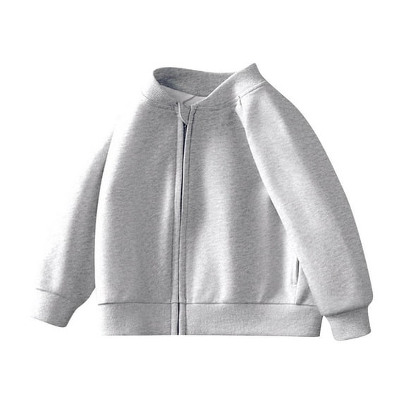 vdgthytj Toddler Boys Girls Baseball Jacket Solid Color Long Sleeve Zipper Sports Coat for Kids Fall Outfits