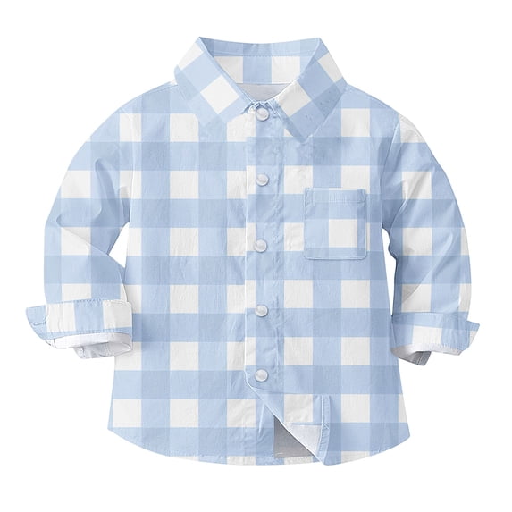 vdgthytj Toddler Boys Girls Plaid Button down Shirts Kids Collared Long Sleeve Uniform Dress Shirt Tops Spring Fall Clothes