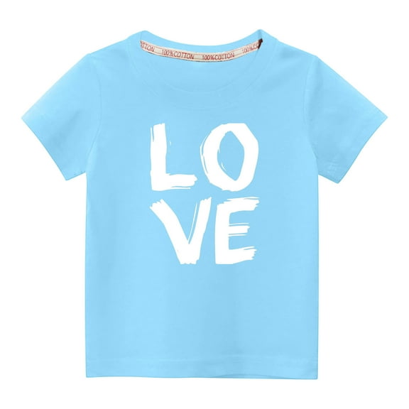 vdgthytj Toddler Boys Girls Valentine's Day Shirts Kids Printed Crewneck Short Sleeve Tops Graphic Tee Blouse