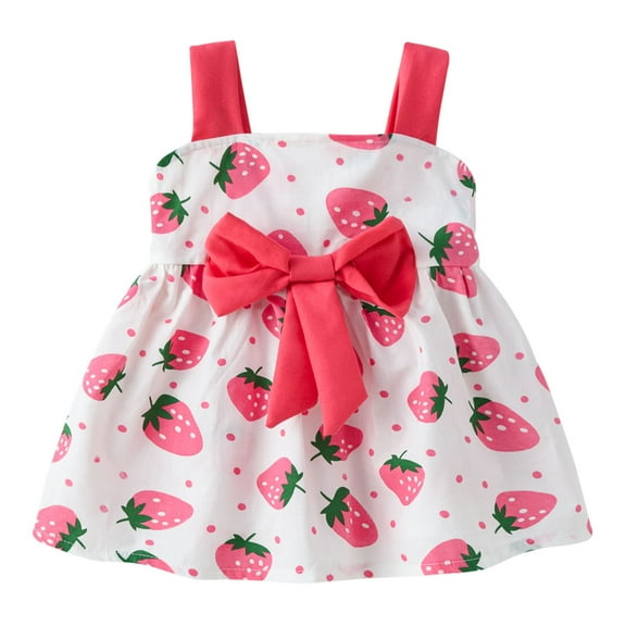 vdgthytj Toddler Girl Dress Baby Summer Clothes Cute Printed Sleeveless Bowknot A-Line Party Beach Sundress