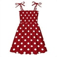 thumbnail image 1 of vdgthytj Toddler Girl Dress Smocked Polka Dots Spaghetti Strap A-Line Party Sundress Cute Summer Clothes, 1 of 5