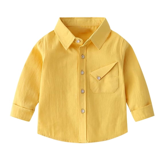 vdgthytj Toddler Girls Boys Button down Shirts Kids Casual Lapel Long Sleeve Fall Spring Tops with Pocket