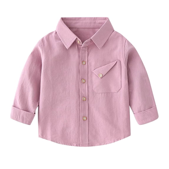 vdgthytj Toddler Girls Boys Button down Shirts Kids Casual Lapel Long Sleeve Fall Spring Tops with Pocket