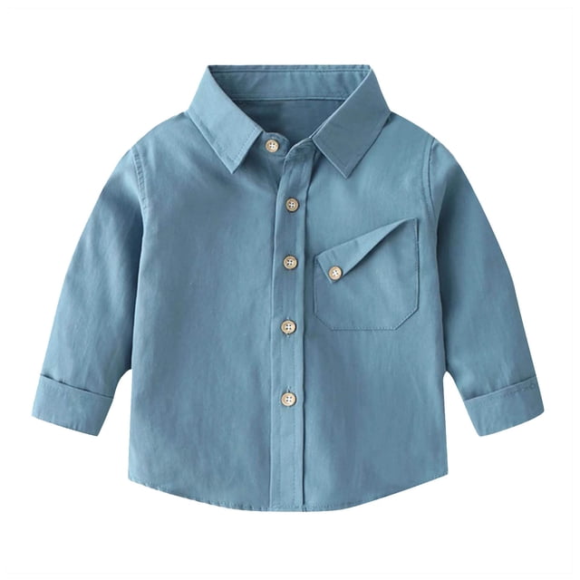 vdgthytj Toddler Girls Boys Button down Shirts Kids Casual Lapel Long Sleeve Fall Spring Tops with Pocket