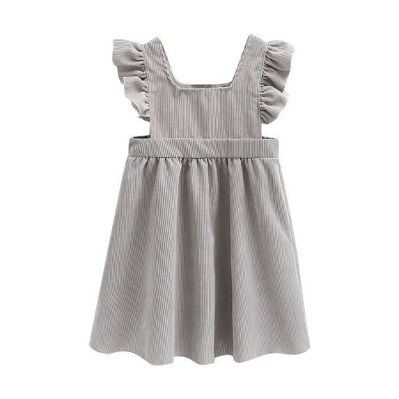 vdgthytj Toddler Girls Dresses Cute Corduroy Square Neck Ruffle Sleeveless Casual Sundress Playwear Summer Clothes