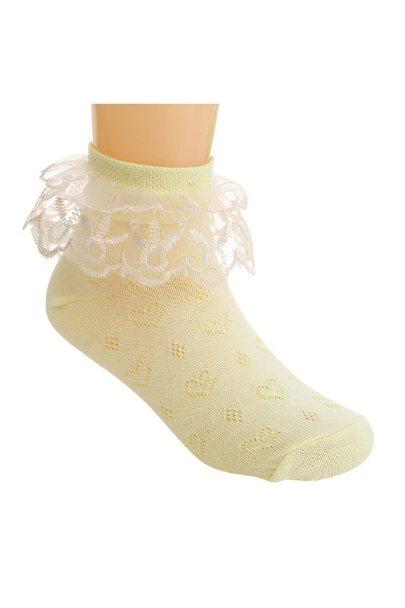 Toddler Girls Mesh Ruffle Lace Trim Cotton Frilly Ankle Socks Soft Princess Dance Dress Socks for Kids