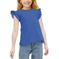 thumbnail image 1 of vdgthytj Toddler Girls Summer T Shirts Casual Solid Color Ruffle Sleeve Crewneck Tees Tops 3-15 Years, 1 of 8