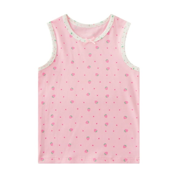 vdgthytj Toddler Girls Summer Tank Tops Kids Cute Printed Crewneck Sleeveless Shirts Casual Soft Basic Tees Undershirt