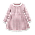 thumbnail image 1 of vdgthytj Toddler Girls Sweater Dress Plaid Knitted Crewneck Long Sleeve A-Line Birthday Party Dress Fall Winter Outfits, 1 of 5