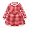 thumbnail image 1 of vdgthytj Toddler Girls Sweater Dress Plaid Knitted Crewneck Long Sleeve A-Line Birthday Party Dress Fall Winter Outfits, 1 of 5