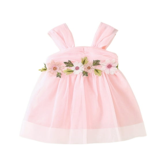 vdgthytj Toddler Girls Tulle Dress for Girls Layered Sleeveless Flower Summer Birthday Party Wedding Sundress