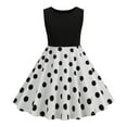 thumbnail image 1 of vdgthytj Toddler Girls Vintage Dress 1950s Round Neck Sleeveless Polka Dots Flare A-Line Party Midi Dress, 1 of 5