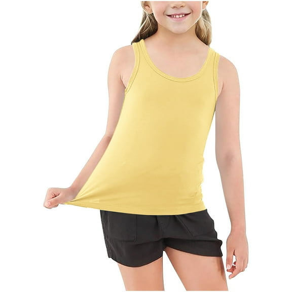 vdgthytj Toddler Girls Workout Dance Tank Tops Racerback Undershirts Summer Casual Sleeveless Basic Tee Shirts