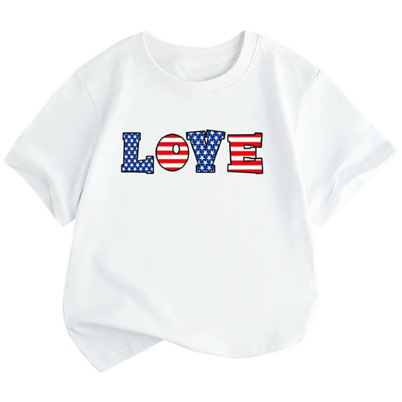 vdgthytj Toddler Kids 4th of July T-Shirts Printed Crewneck Short Sleeve Summer Tops Casual Graphic Tees 1-12 Years