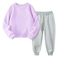 thumbnail image 1 of vdgthytj Toddler Kids Boys Girls Sweatshirt Set Solid Color Thickening Warm Sweatpant Set Casual Sports Comfy Outfit, 1 of 7