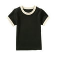 thumbnail image 1 of vdgthytj Toddler Kids Summer T-Shirts Girls Boys Color Block Crewneck Short Sleeve Casual Basic Tees Tops 2-6 Years, 1 of 3