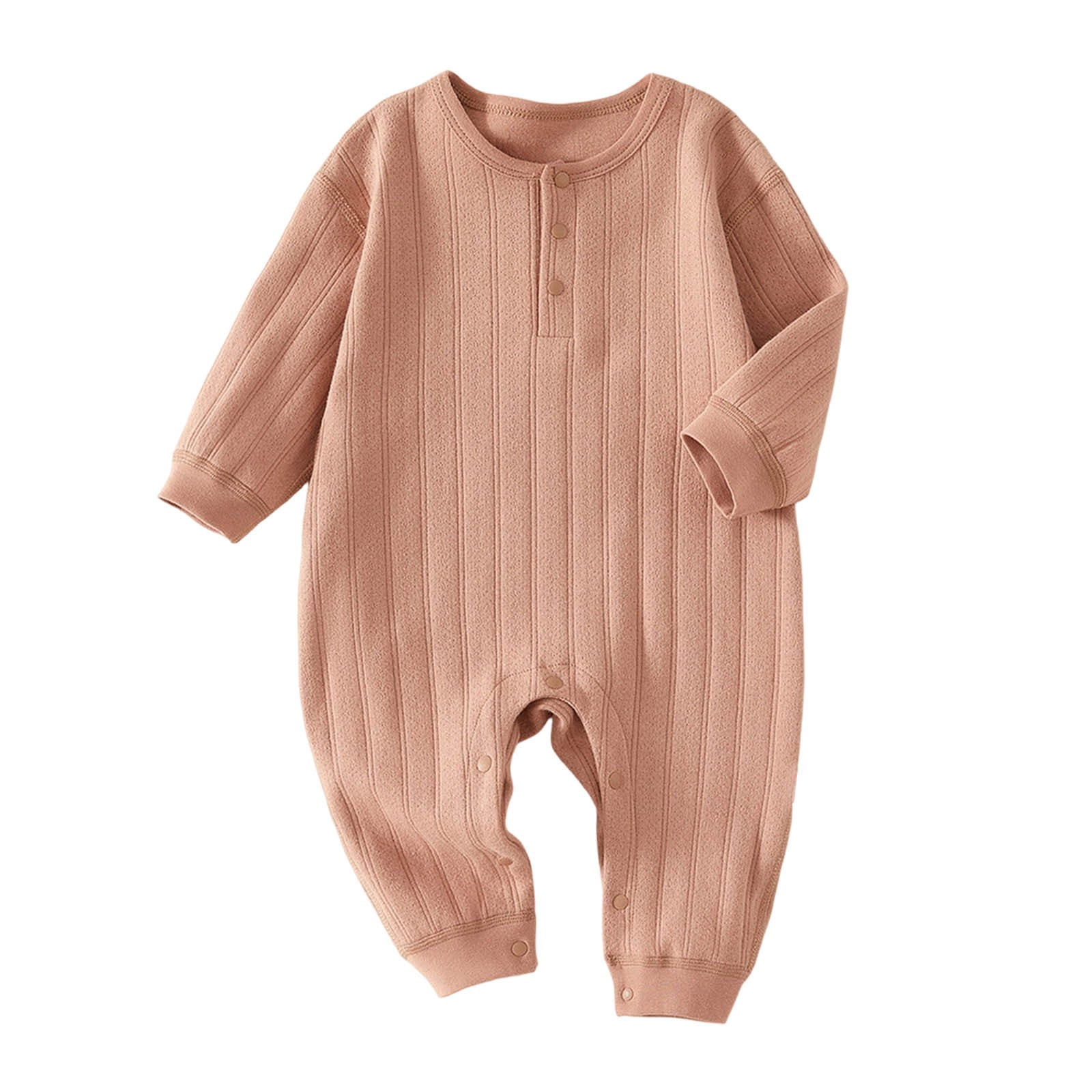 vdgthytj Toddlers Ribbed Jumpsuit Long Sleeve Henley Neck Partial ...