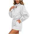 thumbnail image 1 of vdgthytj Tracksuits Women 2 Piece Set Stand Collar Full Zip Drawstring Jacket Elastic Waist Shorts Hiking Outdoor Windbreaker Outfits(X-Large,White), 1 of 6