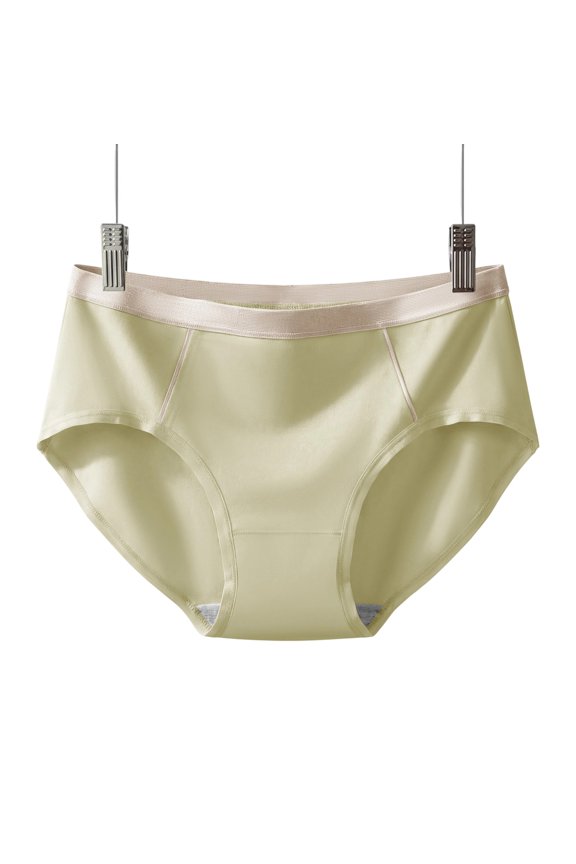 Underwear for Women Mid Waist Breathable Briefs Full Coverage Color Block Soft Comfy Panties(Large,Green)