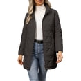 thumbnail image 1 of vdgthytj Winter Coats for Women Long Sleeve Full Zip Stand Collar Diamond Quilted Mid Length Puffer Jacket Winter Lightweight Casual Outerwear(Large,Black), 1 of 8