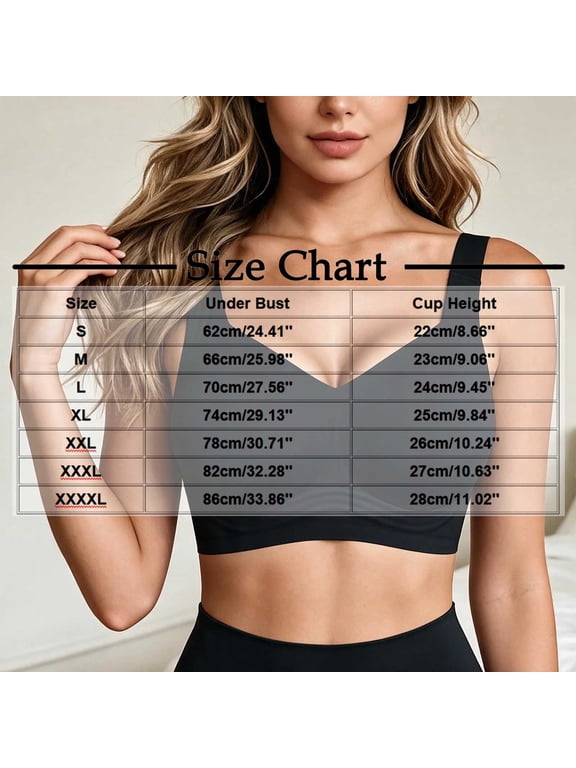 Wireless Bras for Women Support Seamless V-Neck Push up Full Coverage Wide Strap Comfy Underwear(Medium,Black)