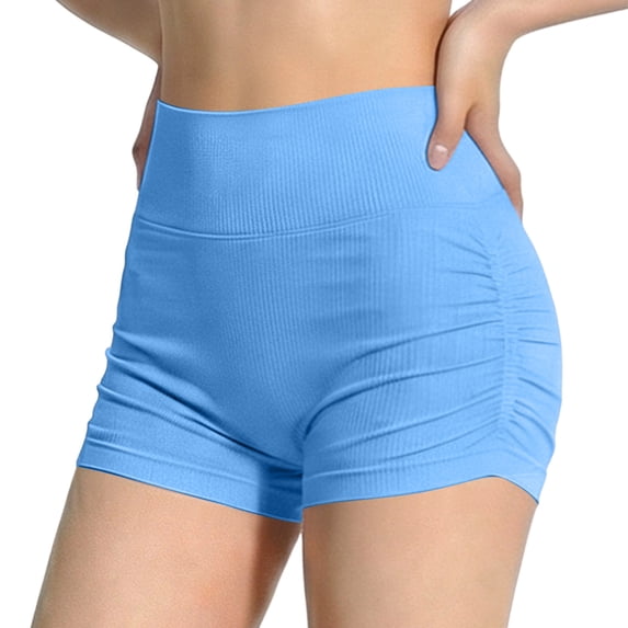 vdgthytj Women Athletic Shorts Elastic High Waist Slim Fitted Stretchy Ribbed Yoga Gym Workout Shorts