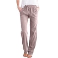 thumbnail image 1 of vdgthytj Women Cotton Linen Palazzo Pants Elastic High Waist Drawstring Trousers Solid Color Loose Pants with Pockets, 1 of 5