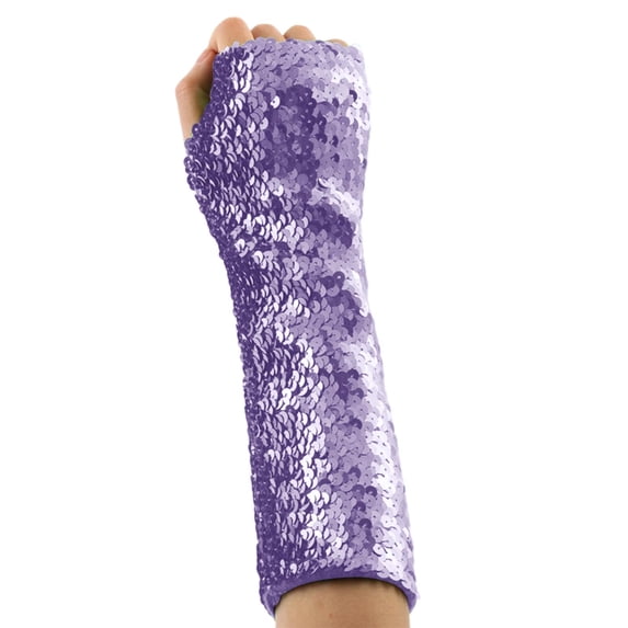 vdgthytj Women Sequin Fingerless Arm Cuffs Long Sparkly Handwear for Party Nightclub Stage Performance(One Size,Purple)