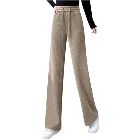 vdgthytj Women Straight Leg Sweatpant Fleece Lined High Waisted Drawstring Plus Size Trousers Joggers Pant with Pockets