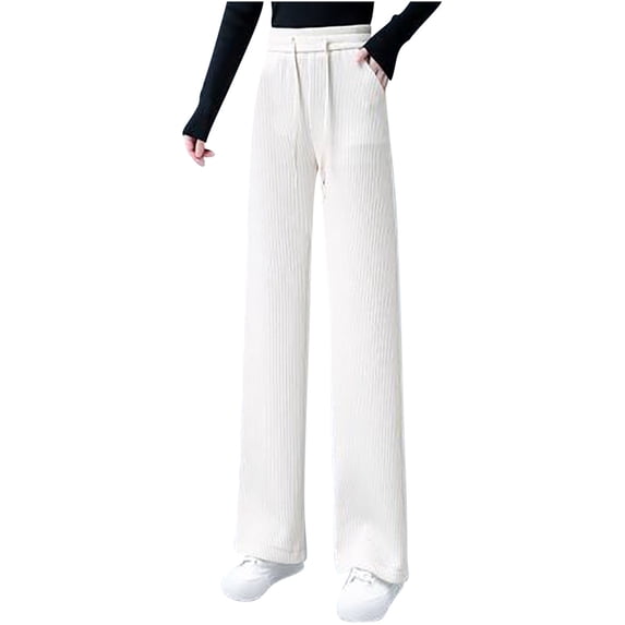 vdgthytj Women Straight Leg Sweatpant Fleece Lined High Waisted Drawstring Plus Size Trousers Joggers Pant with Pockets