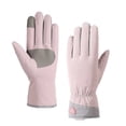 thumbnail image 1 of vdgthytj Women Waterproof Gloves Touch Screen Fleece Lined Warm Winter Cold Weather Outdoor Cycling Handwear(One Size,Pink), 1 of 4