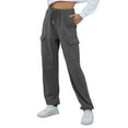 thumbnail image 1 of vdgthytj Women's Sweatpants Casual High-Waisted Solid Color Trousers Loose Comfy Drawstring Pants with Pockets, 1 of 6