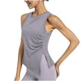 thumbnail image 1 of vdgthytj Womens Athletic Tank Tops Summer Crew Neck Solid Color Sleeveless T-Shirts Side Slit Tie Knot Ruched Blouses, 1 of 6