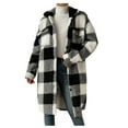 thumbnail image 1 of vdgthytj Womens Long Fleece Plaid Jacket Cozy Lapel Button down Shacket 2025 Fall Winter Comfy Coats with Pockets, 1 of 6