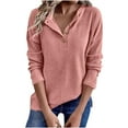 thumbnail image 1 of Besolor Womens Long Sleeve Shirts Ribbed Crewneck Button Pullover Tops Solid Color Casual Going out Dressy Blouses, 1 of 8