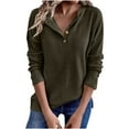 thumbnail image 1 of Besolor Womens Long Sleeve Shirts Ribbed Crewneck Button Pullover Tops Solid Color Casual Going out Dressy Blouses, 1 of 8