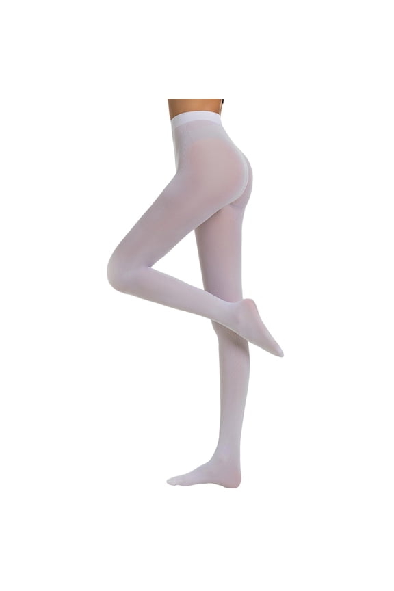 Womens Opaque Tights High Waisted Fake Translucent Leggings Footed Pantyhose Dance Stockings
