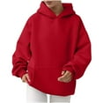 thumbnail image 1 of vdgthytj Womens Oversized Hoodies Long Sleeves Fleece Pullover Hooded Sweatshirts Solid Color Loose Tops with Pocket, 1 of 6