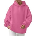 thumbnail image 1 of vdgthytj Womens Oversized Hoodies Long Sleeves Fleece Pullover Hooded Sweatshirts Solid Color Loose Tops with Pocket, 1 of 6