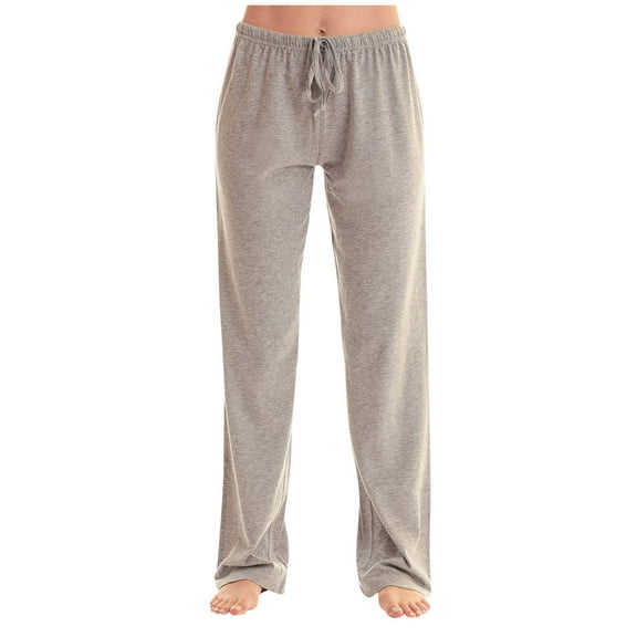vdgthytj Womens Plus Size Pants Drawstring Elastic Waist Straight Leg Pajama Trousers Casual Loose Comfy House Dress for Ladies