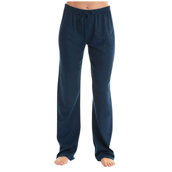 vdgthytj Womens Plus Size Pants Drawstring Elastic Waist Straight Leg Pajama Trousers Casual Loose Comfy House Dress for Ladies