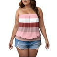 thumbnail image 1 of vdgthytj Womens Plus Size Strapless Bandeau Tube Tops Striped Color Block Backless Sleeveless Summer Shirts, 1 of 6