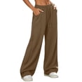 thumbnail image 1 of vdgthytj Womens Sweatpants Wide Leg Baggy Drawstring Waist Solid Basic Pants with Pockets Fall Winter Casual Athletic Trousers(Small,Coffee), 1 of 2