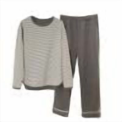 vdgthytj Womens Thermal Pajamas Casual Warm Striped Long Sleeve Tops and Pants 2 Piece Sets Sleepwear Pjs