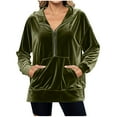 thumbnail image 1 of vdgthytj Womens Velour Hoodies Half Zipper Long Sleeve Hooded Sweatshirts Casual Loose Fall Winter Tops with Pockets, 1 of 6